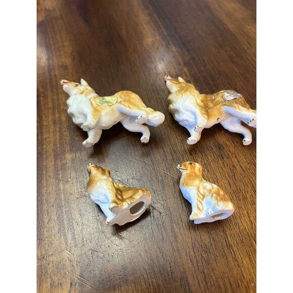 Vintage Miniature Bone China Dog Figurines Set of 4 Collie Dogs - Picture 2 of 3